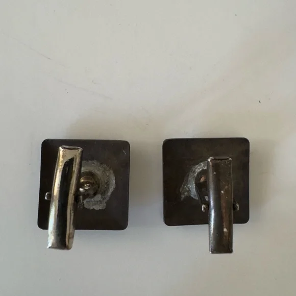 Abstract enamelled copper Square cuff links - Picture 4 of 4